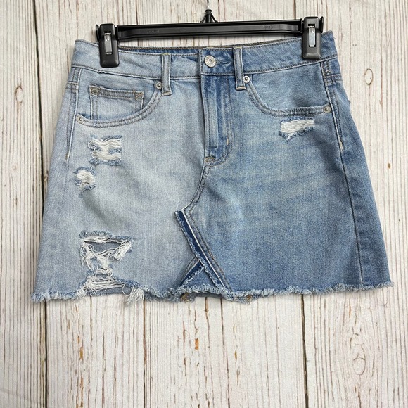 American Eagle Outfitters Two-Tone Denim Mini Skirt - Picture 1 of 6